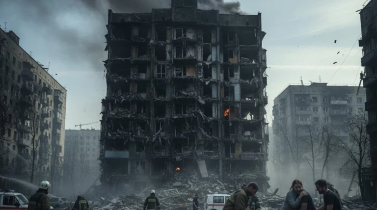 રશિયાનો કીવ પર ભીષણ હુમલો: ચારનાં મોત, 27 ઘાયલ; અનેક ઇમારતો આગની ઝપેટમાં