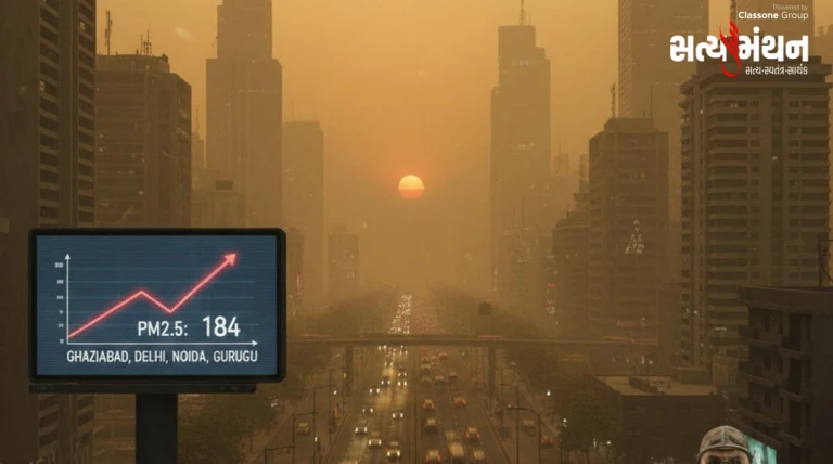 દેશમાં વાયુ પ્રદૂષણની સ્થિતિ ગંભીર: ટોપ-10 પ્રદૂષિત શહેરોમાં ગાઝિયાબાદ પ્રથમ, PM2.5 સ્તર મર્યાદાથી ત્રણ ગણું વધુ