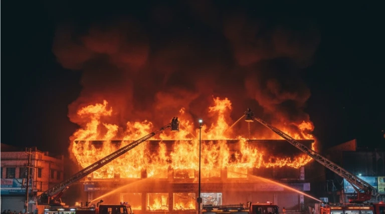 અમદાવાદના વિરાટનગરના કોમ્પ્લેક્સમાં ભીષણ આગ: અનેક દુકાનો ધગધગતી જ્વાળાઓની ઝપેટમાં, વિસ્તારમાં અફરાતફરી