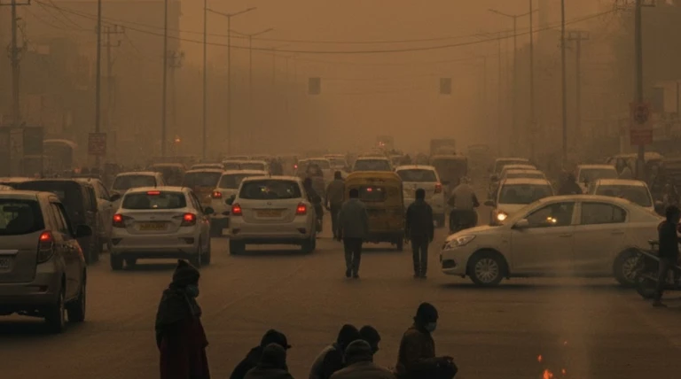 રાજકોટમાં AQI 300 પાર, હાનિકારક હવા વધતાં ચિંતા; શિયાળું, ટ્રાફિક અને તાપણું પ્રદૂષણનું કારણ