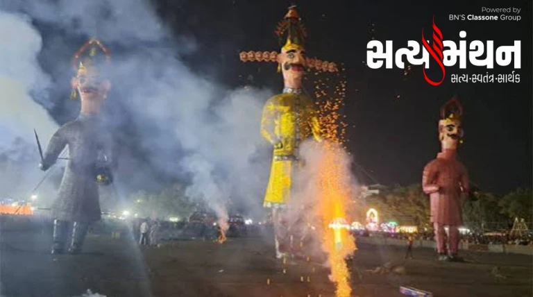 રેસકોર્સમાં આજે ભવ્ય આતશબાજી વચ્ચે 60 ફૂટ ઊંચા રાવણનું દહન