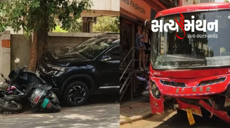 નારણપુરામાં પૂરપાટ ઝડપે દોડતી સિટી બસે બાઇકચાલકને કચડ્યો